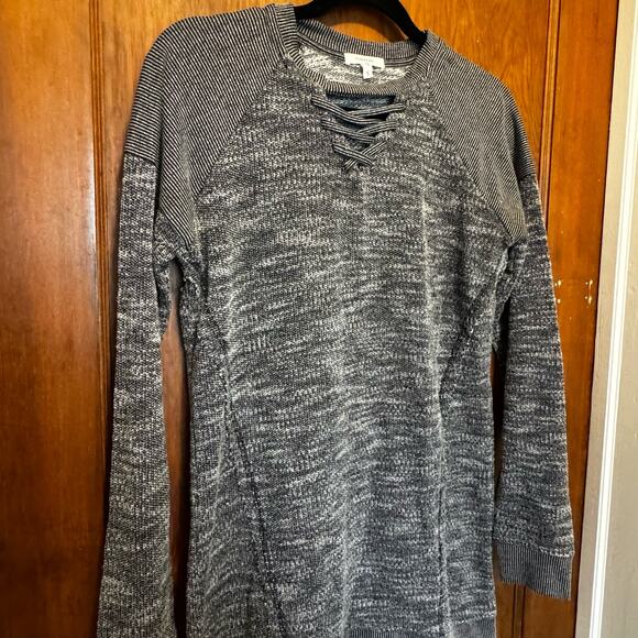 EUC Maurice's Grey Lace Up Tunic Sweater Small - Picture 2 of 9